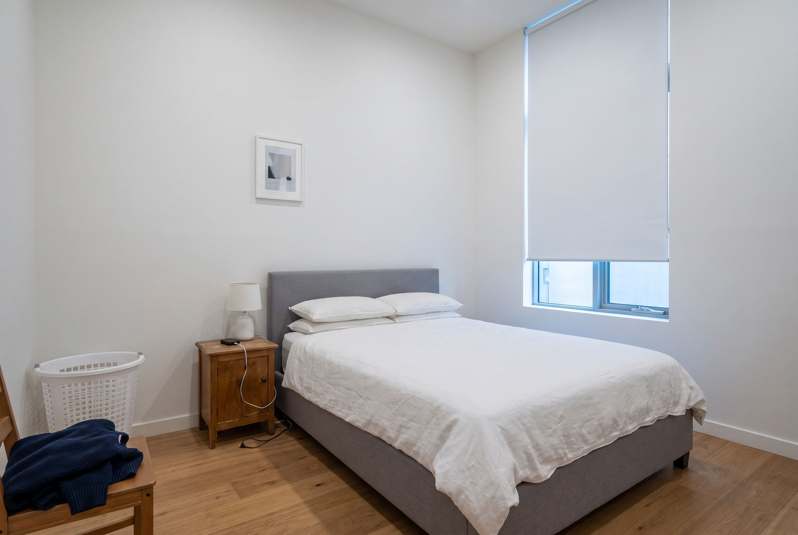Plain white bedroom before Decora redesign